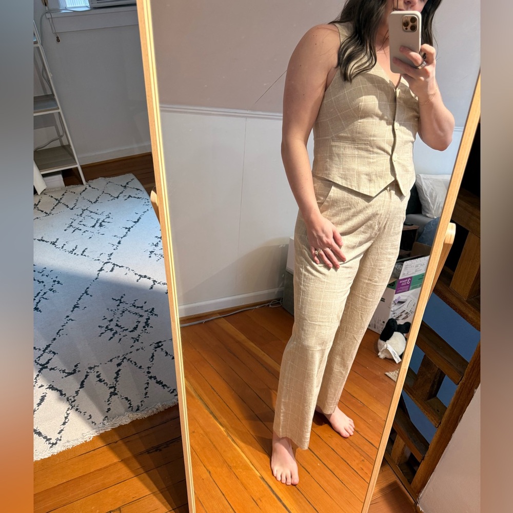 Madewell Beige windowpane Blazer, Vesg & Pants Suit - Picture 6 of 10